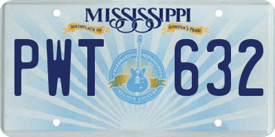 MS license plate PWT632