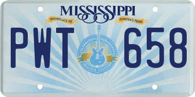 MS license plate PWT658