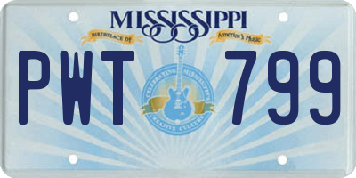 MS license plate PWT799