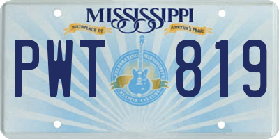 MS license plate PWT819
