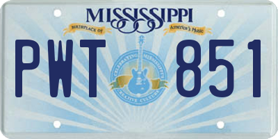 MS license plate PWT851