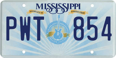 MS license plate PWT854
