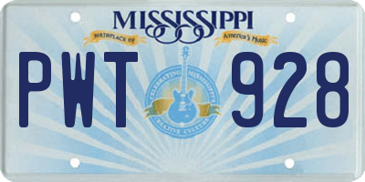 MS license plate PWT928