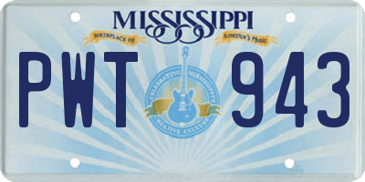 MS license plate PWT943