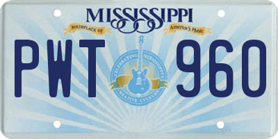 MS license plate PWT960