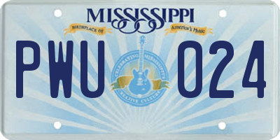 MS license plate PWU024