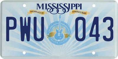 MS license plate PWU043