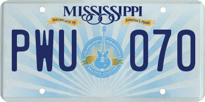 MS license plate PWU070