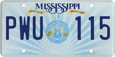MS license plate PWU115