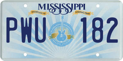 MS license plate PWU182