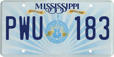 MS license plate PWU183