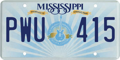 MS license plate PWU415