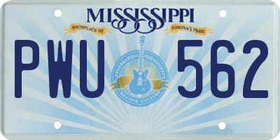 MS license plate PWU562
