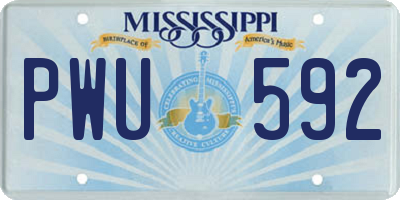 MS license plate PWU592