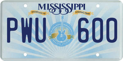 MS license plate PWU600