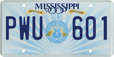 MS license plate PWU601