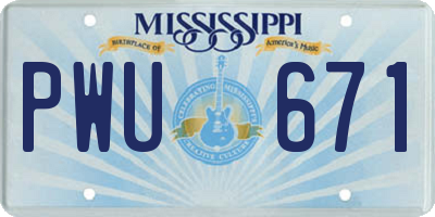MS license plate PWU671