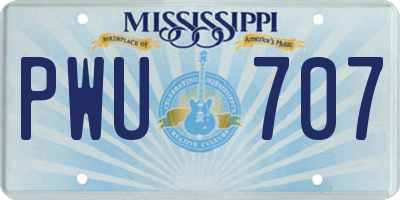 MS license plate PWU707