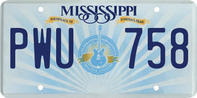 MS license plate PWU758