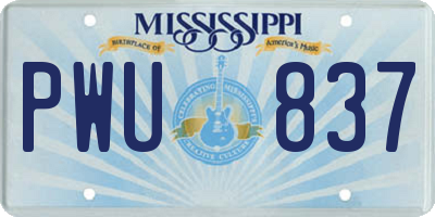 MS license plate PWU837