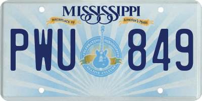 MS license plate PWU849
