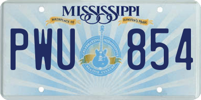 MS license plate PWU854