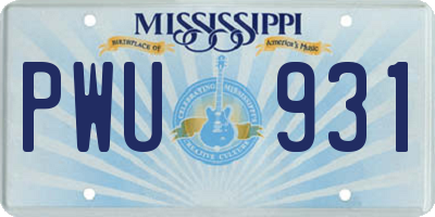 MS license plate PWU931