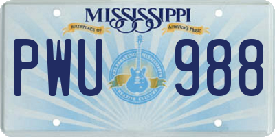 MS license plate PWU988
