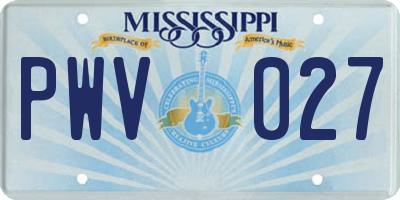 MS license plate PWV027