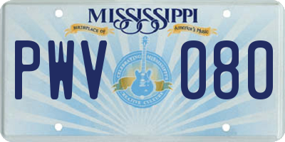MS license plate PWV080