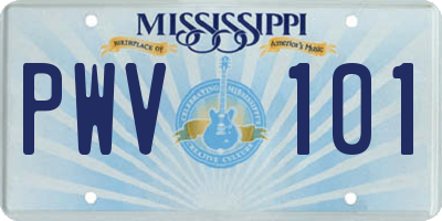 MS license plate PWV101