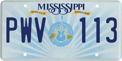 MS license plate PWV113