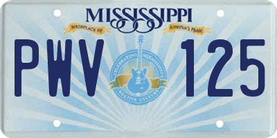 MS license plate PWV125