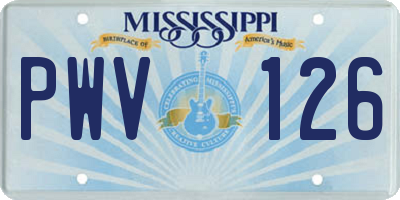 MS license plate PWV126