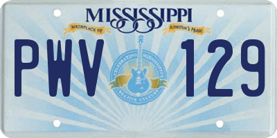 MS license plate PWV129