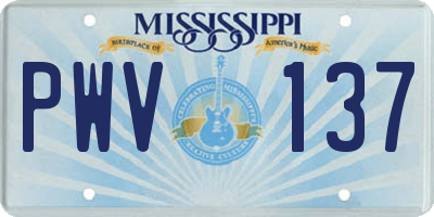 MS license plate PWV137