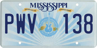 MS license plate PWV138