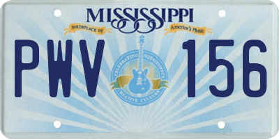 MS license plate PWV156