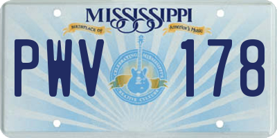 MS license plate PWV178