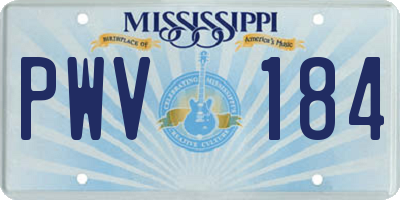 MS license plate PWV184