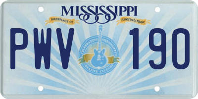MS license plate PWV190