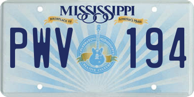 MS license plate PWV194