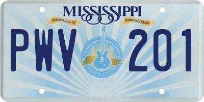 MS license plate PWV201