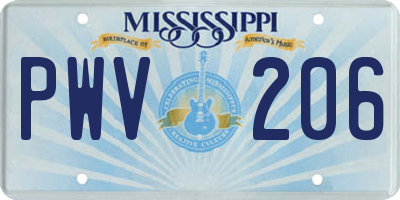 MS license plate PWV206