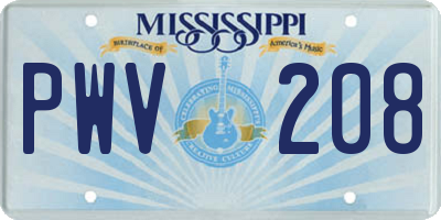 MS license plate PWV208