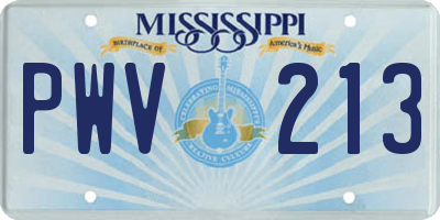 MS license plate PWV213