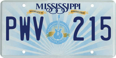 MS license plate PWV215