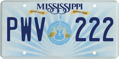 MS license plate PWV222