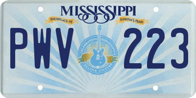MS license plate PWV223