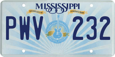 MS license plate PWV232